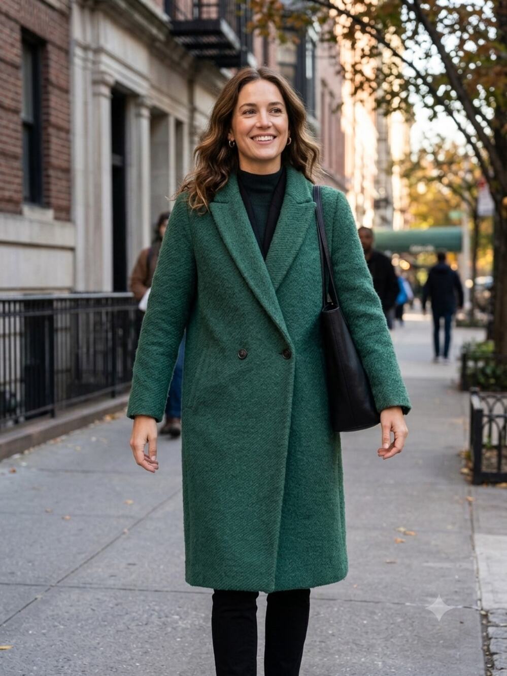 Pomandere Long Green Wool Coat Size US 6